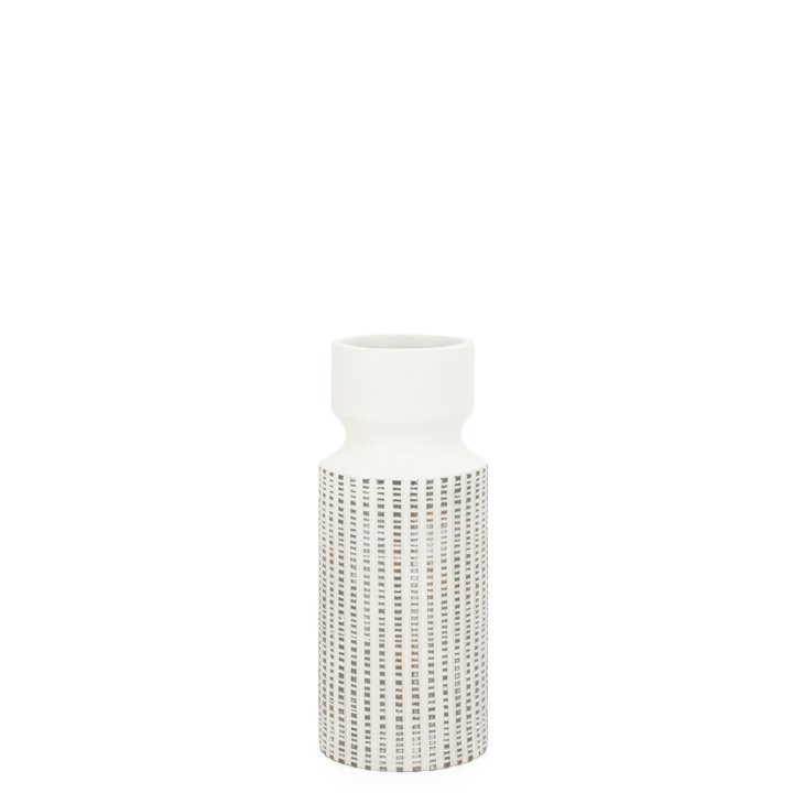 Manna Textured White Resin 14h" Cylinder Vase