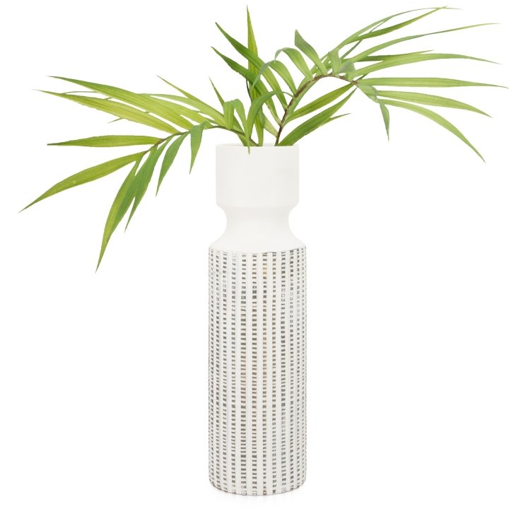 Manna Textured White Resin 17.5h" Cylinder Vase