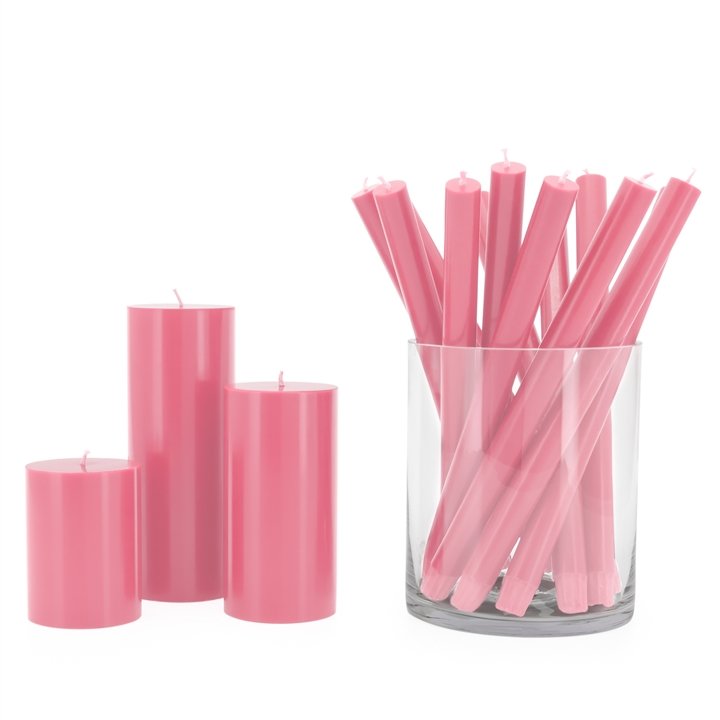 Prime Palm Wax Pillar Candle 3x4 - Pink - Image 2