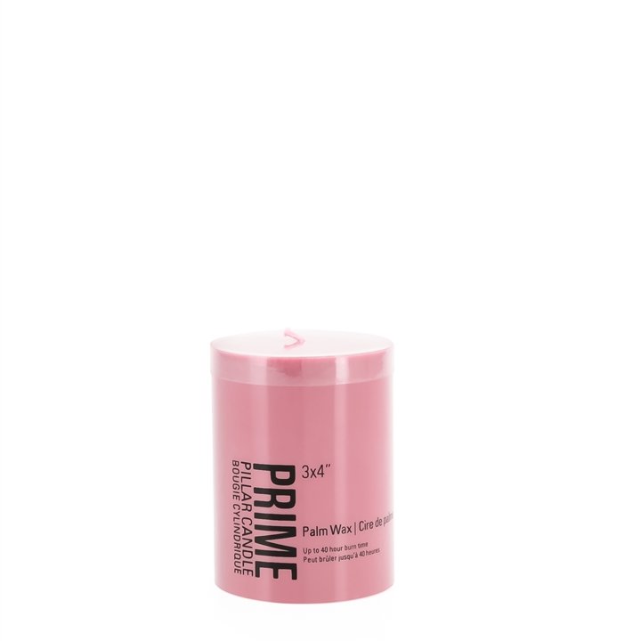 Prime Palm Wax Pillar Candle 3x4 - Pink - Image 3