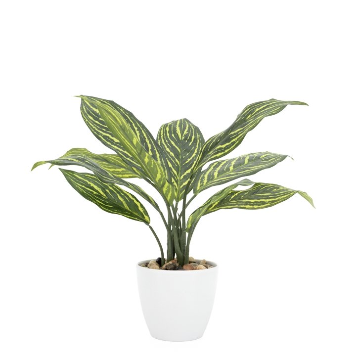 Villa 4.5" Diameter Faux Potted 12" Plant - Stripe Calathea
