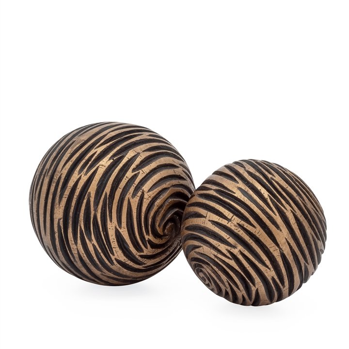 Ripple Carved Groove 4" Resin Decor Ball - Gold - Image 2