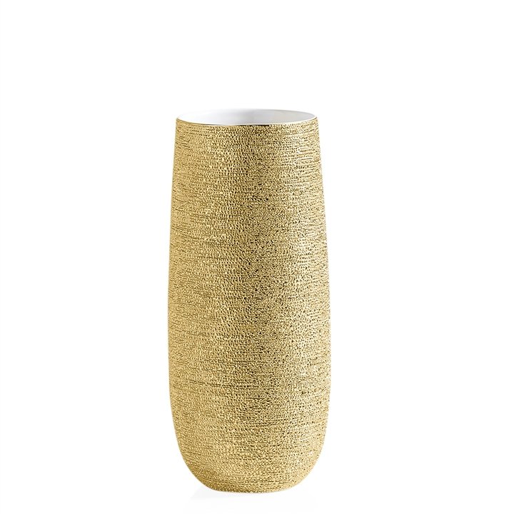 Brava Gold Spun 11 Inch Tall Textured Vase