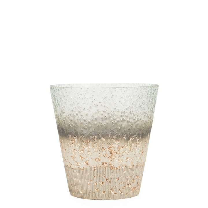 Cambria Molten Metallic Glass 7d x 7h" Hurricane Vase / Planter
