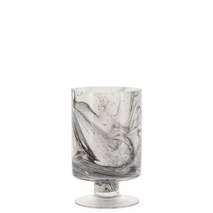 Marble Ink Swirl 8h" Glass Cylinder Vase On Base - Image 2