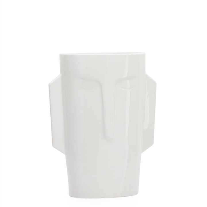 Mask 11.5"H Tapered Ceramic Face Vase