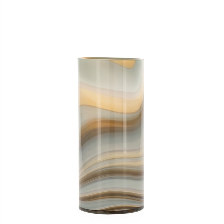 Mesa Marbled Amber and Smoke Swirl Glass 12"H Cylinder Vase - Image 3