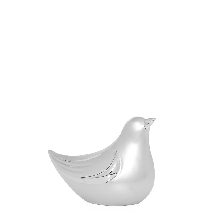 Gloss Wing Silver Ceramic Bird Decor Sculpture