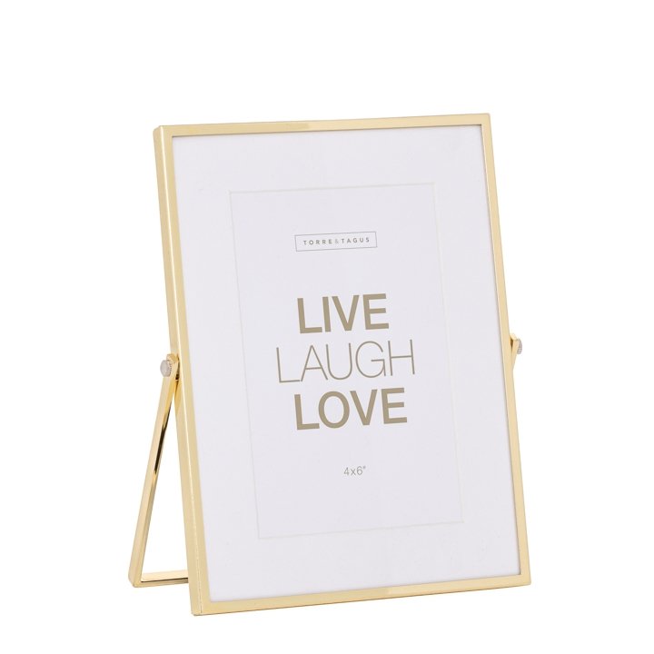 Easel Gold Trim Metal 4x6" Photo Frame with Matte