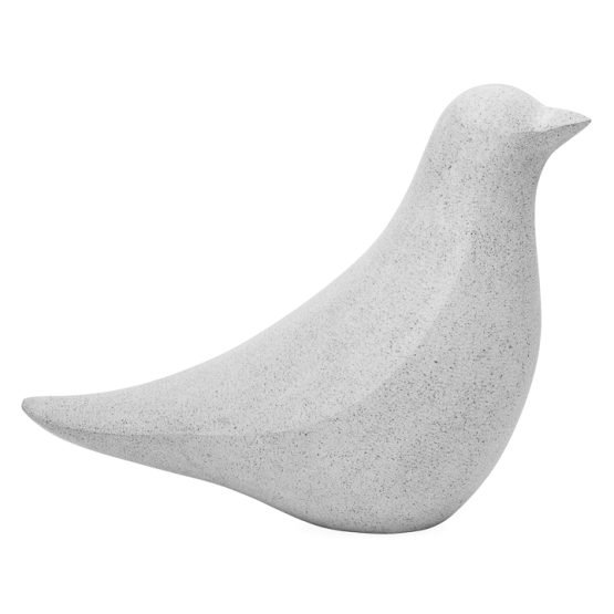 Large Finch Bird Cement Grey Polystone Decor Sculpture - Head Up