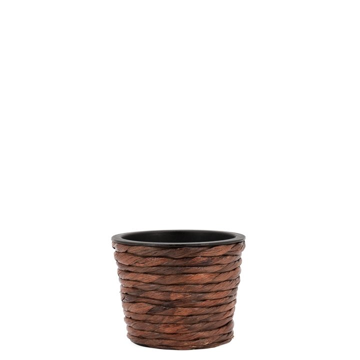 Seagrass 5d x 4" Lined Drop Pot Planter - Dark Brown