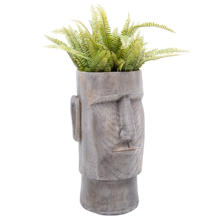 Lithic Island Face 24 Inch Tall Wood Effect Indoor/Outdoor Floor Planter