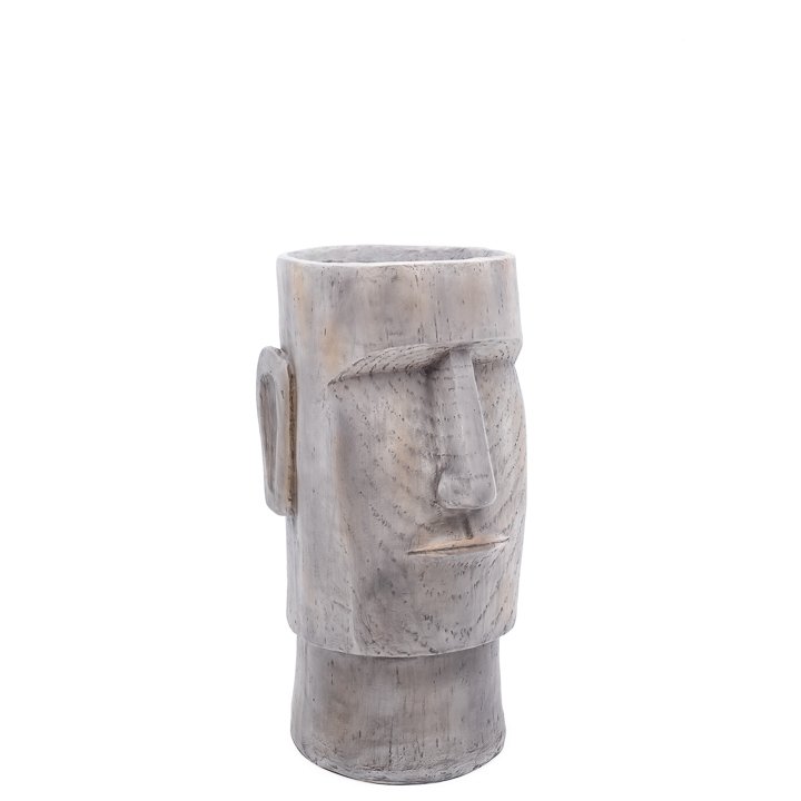 Lithic Island Face 24 Inch Tall Wood Effect Indoor/Outdoor Floor Planter - Image 2