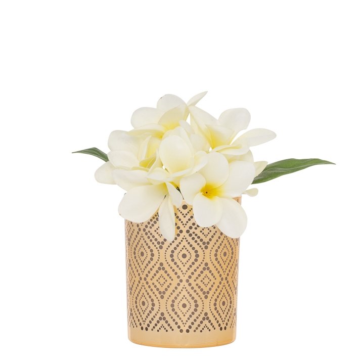 Thea Pink Dot Gold Mirror 4d x 5" Glass Hurricane Vase