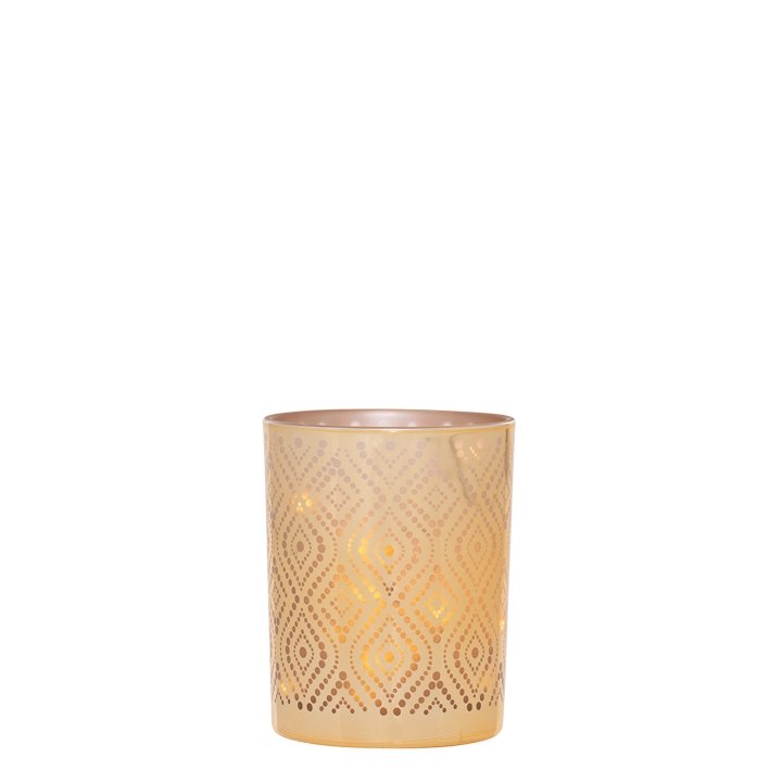 Thea Pink Dot Gold Mirror 4d x 5" Glass Hurricane Vase - Image 3