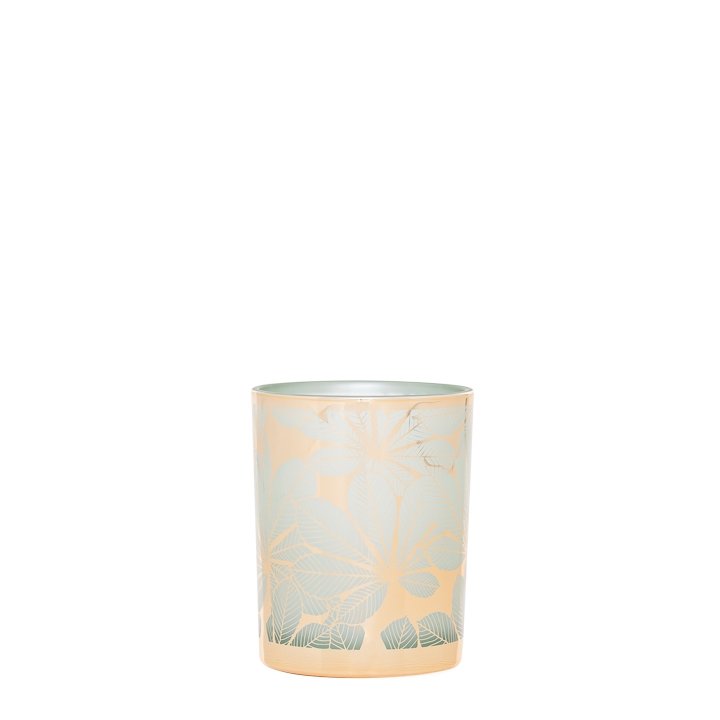Thea Green Leaf Gold Mirror 4d x 5" Glass Hurricane Vase - Image 2