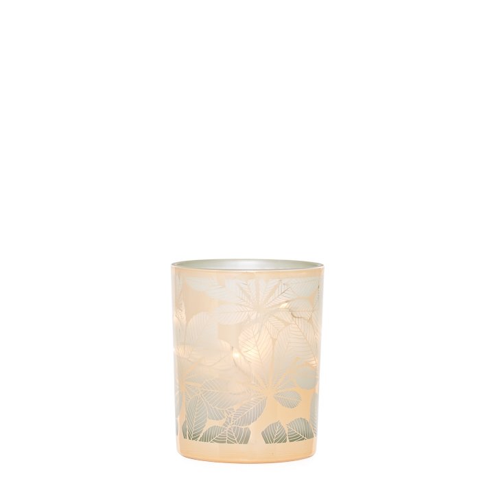 Thea Green Leaf Gold Mirror 4d x 5" Glass Hurricane Vase - Image 3