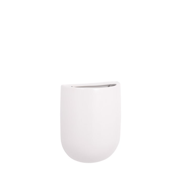Centra Ceramic 6 x 3 x 7.5h Inch Wall Vase Planter - Tall White