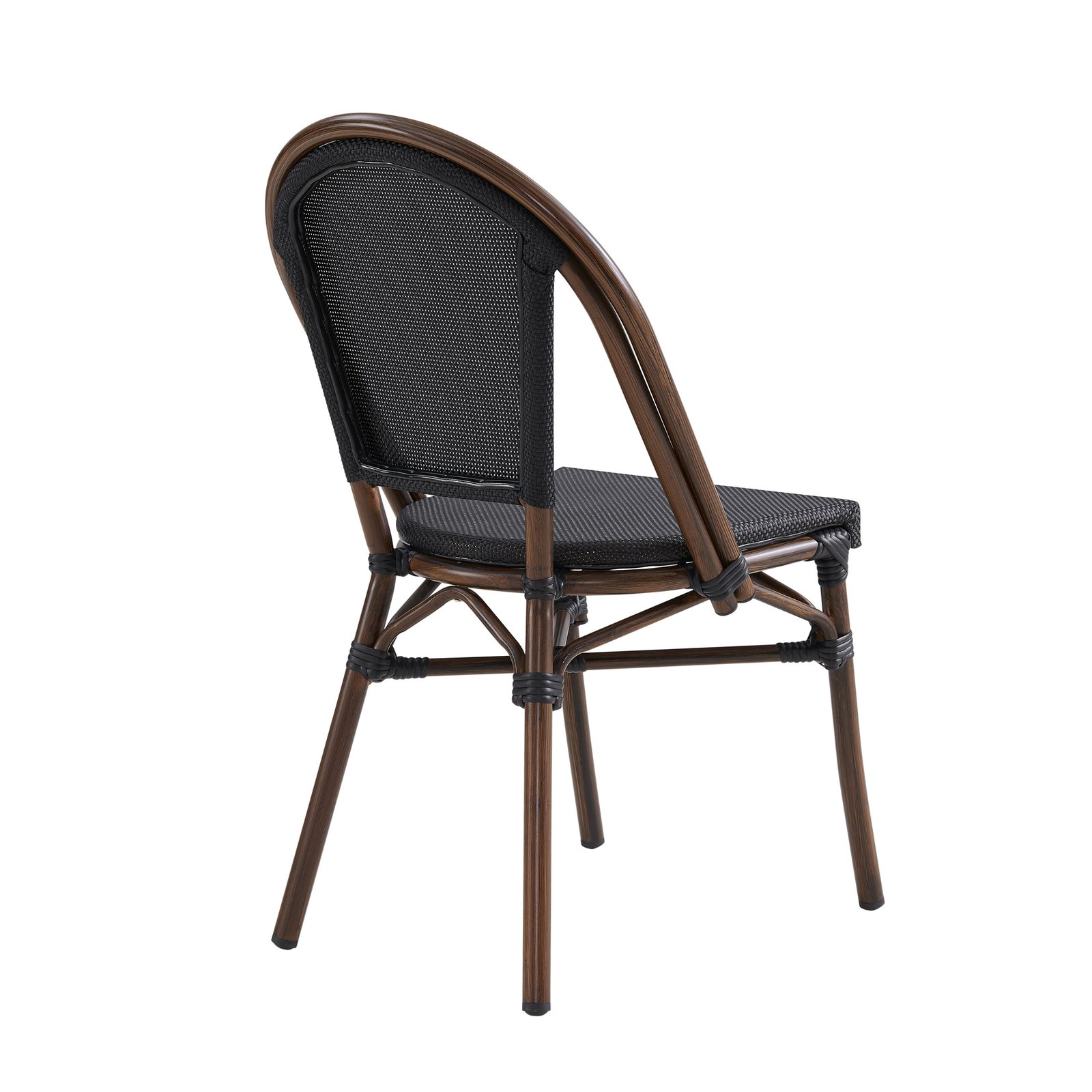 Jannie Stacking Side Chair in Black Textilene Mesh with Brown Frame - Image 4