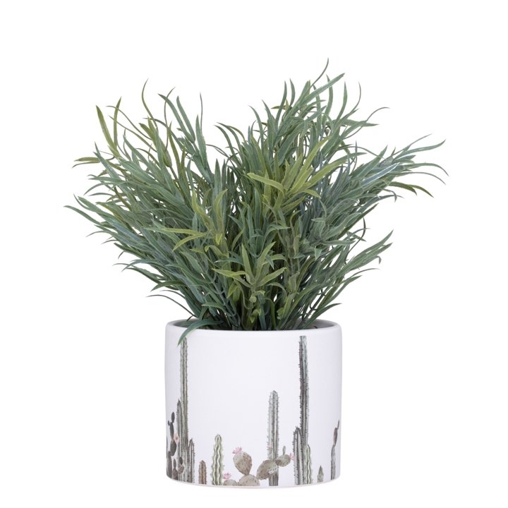 Gazebo Cactus Motif 4.5d x 4h" Ceramic Drop Pot Planter