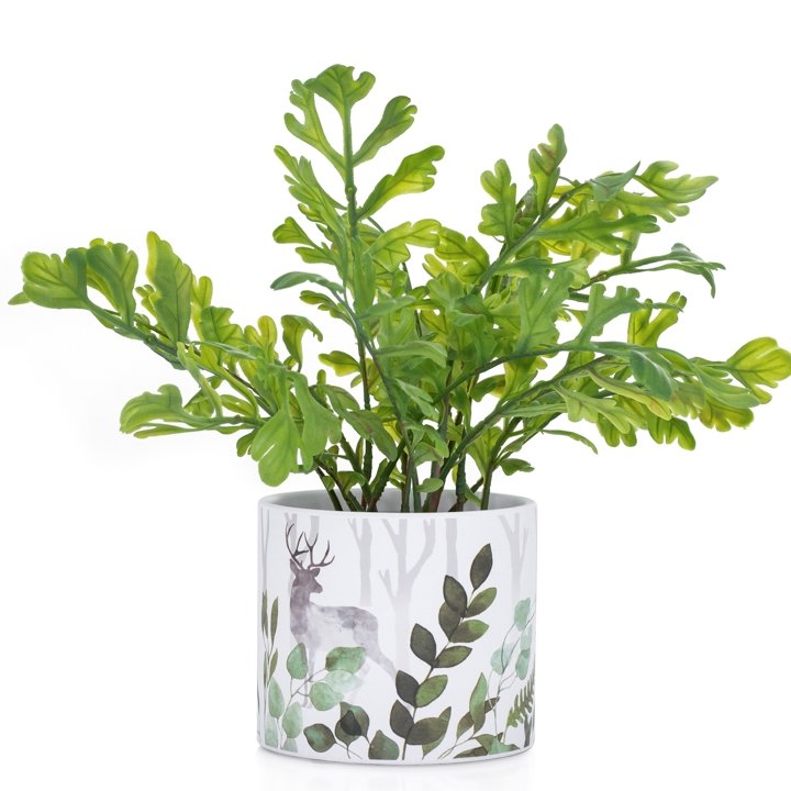 Gazebo Stag Motif 4.5d x 4h" Ceramic Drop Pot Planter