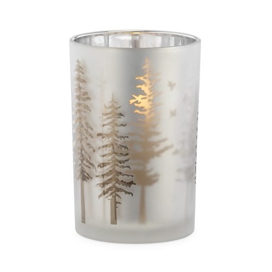 Woodland Pine Etched Mirror 4.5x7 Inch Glass Hurricane Vase - Image 2