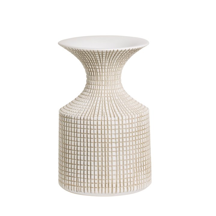 Capstan 13.5h" Tapered Resin Flared Neck Vase - White