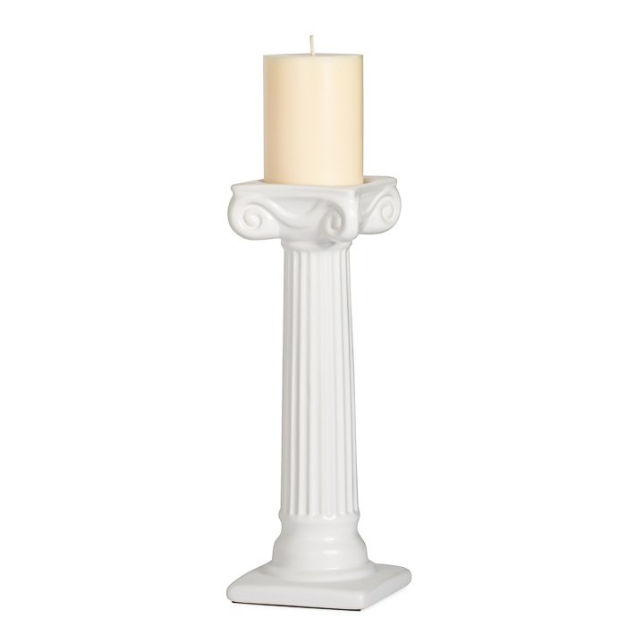 Ionic Column 12.5h" Ceramic Taper / Pillar Candle Holder - White - Image 2