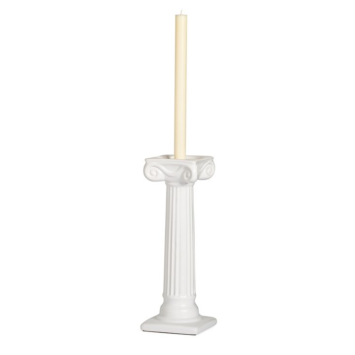 Ionic Column 12.5h" Ceramic Taper / Pillar Candle Holder - White - Image 3
