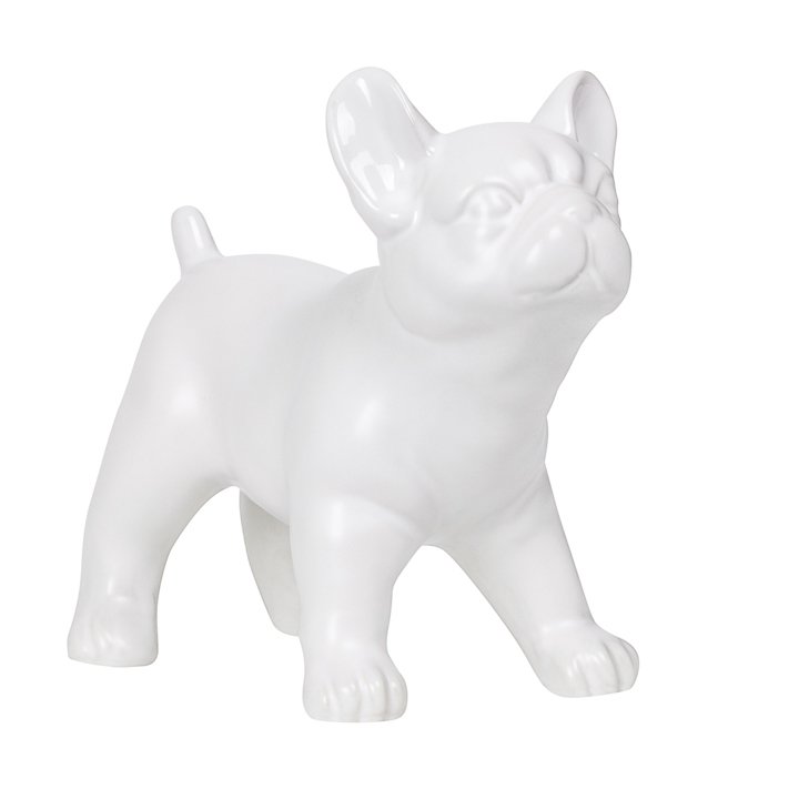 Bulldog Standing 6h" Ceramic Decor Sculpture- White