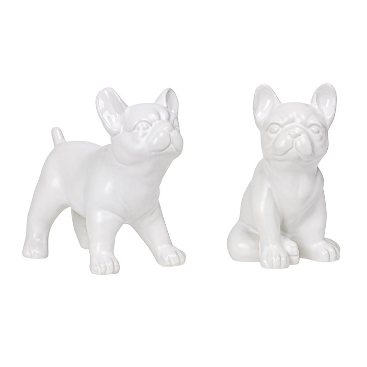Bulldog Standing 6h" Ceramic Decor Sculpture- White - Image 2