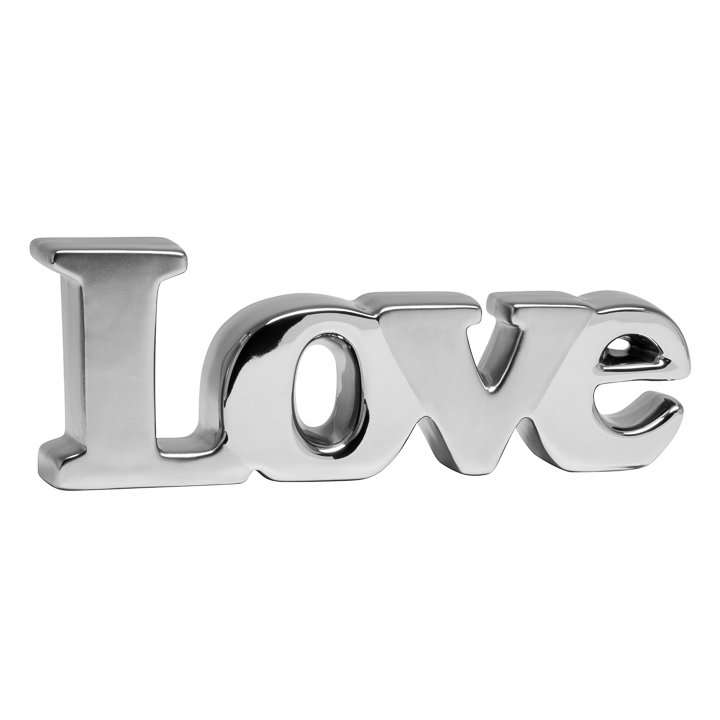 Love Ceramic Word Decor Sculpture - Silver