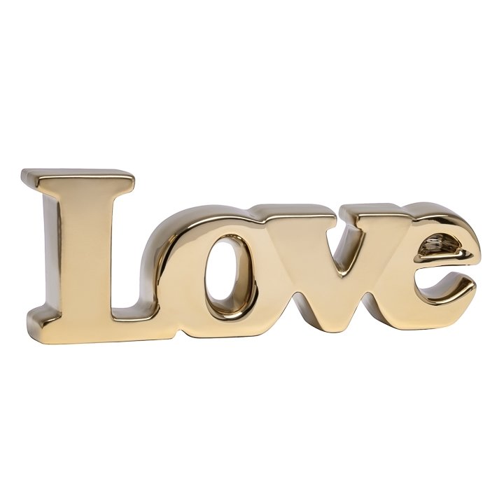 Love Ceramic Word Decor Sculpture - Gold