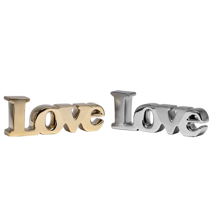 Love Ceramic Word Decor Sculpture - Gold - Image 2