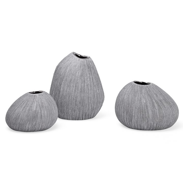 Granite Finish 3 Piece Assorted Ceramic Mini Bud Vase Set
