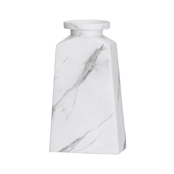 Aris Marble Ceramic 13 Inch Tall Tapered Urn Vase