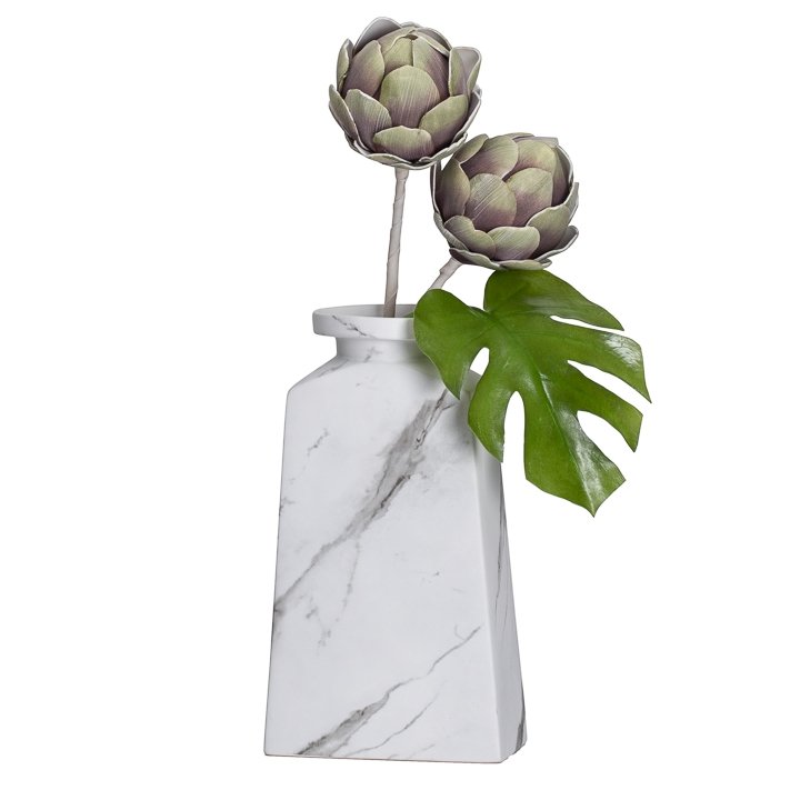 Aris Marble Ceramic 13 Inch Tall Tapered Urn Vase - Image 2
