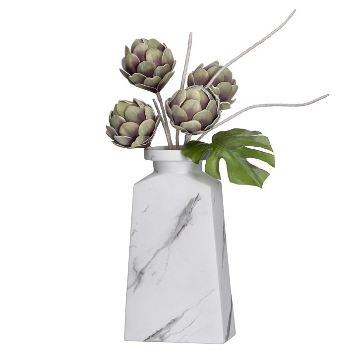 Aris Marble Ceramic 16h" Tapered Urn Vase - Image 2