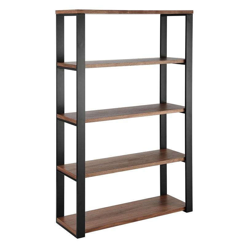 Dillon Shelf/Shelving Unit with American Walnut Veneer Shelves and Matte Black Frame - Image 2