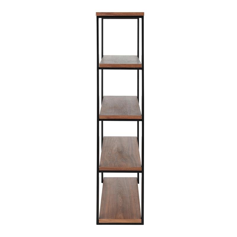 Dillon Shelf/Shelving Unit with American Walnut Veneer Shelves and Matte Black Frame - Image 4