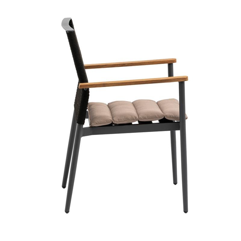 Skog Armchair in Black Rope Back Taupe Fabric Seat with Anthracite Frame - Image 3