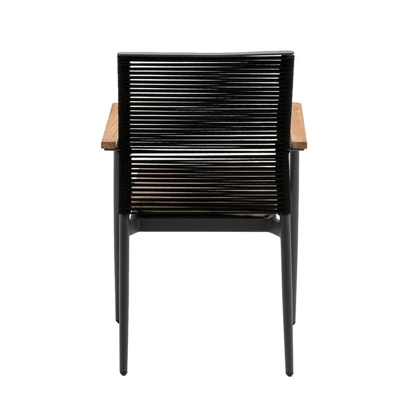 Skog Armchair in Black Rope Back Taupe Fabric Seat with Anthracite Frame - Image 5