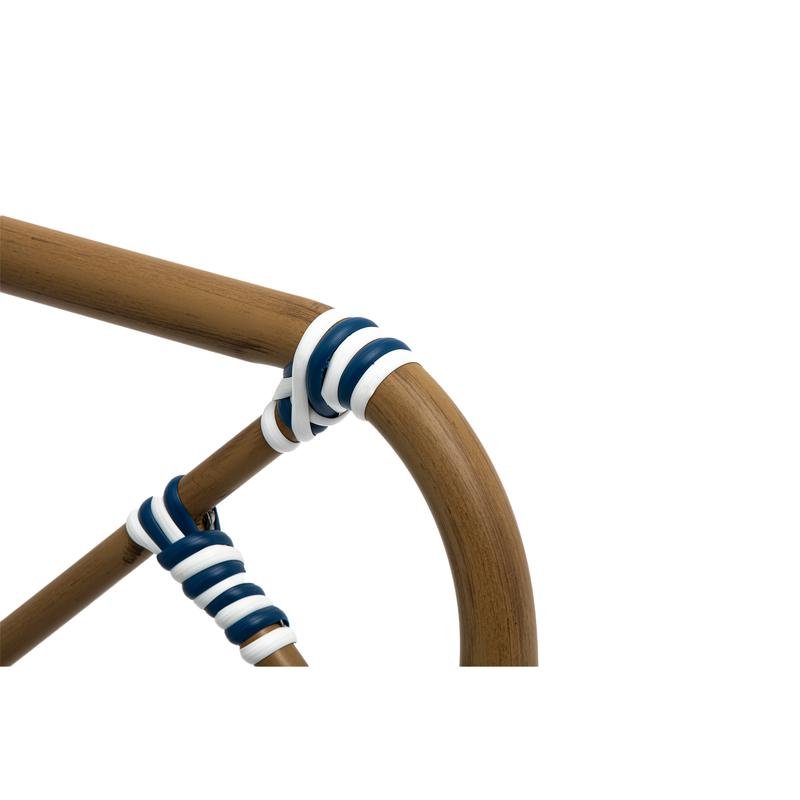 Orla Stacking Armchair in Blue/White Polyethylene Rattan with Light Brown Powder Coated Frame - Image 8