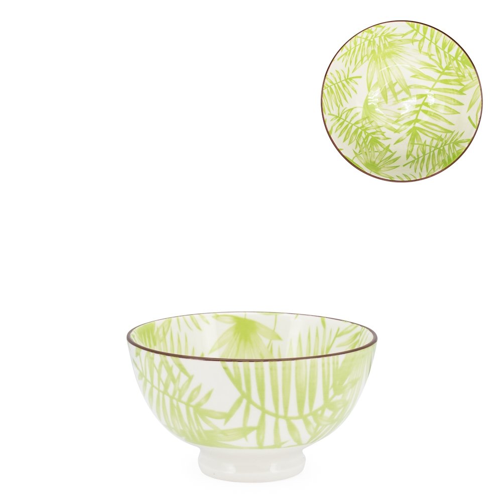 Kiri Porcelain 8 oz 4.5" Diameter Bowl - Palm Leaf
