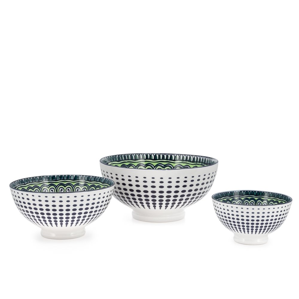 Kiri Porcelain 22 oz 6" Diameter Bowl - Green Mandala - Image 2