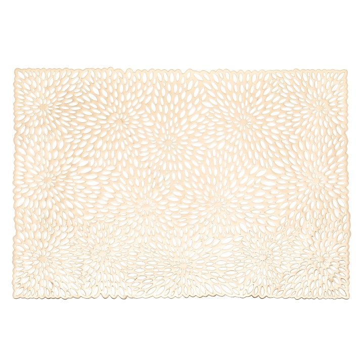 Floral Cutout 19 x 13" Rectangle PVC Placemat - Gold