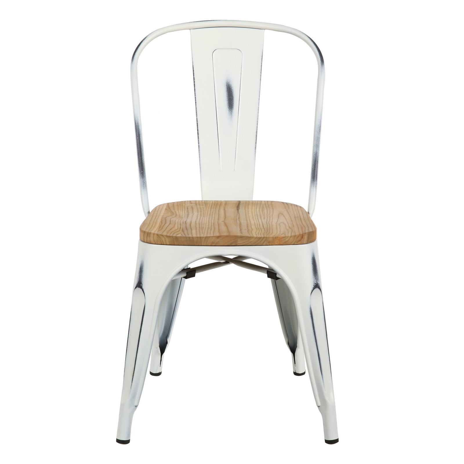 Danne Stacking Side Chair in Antique White with Natural Seat