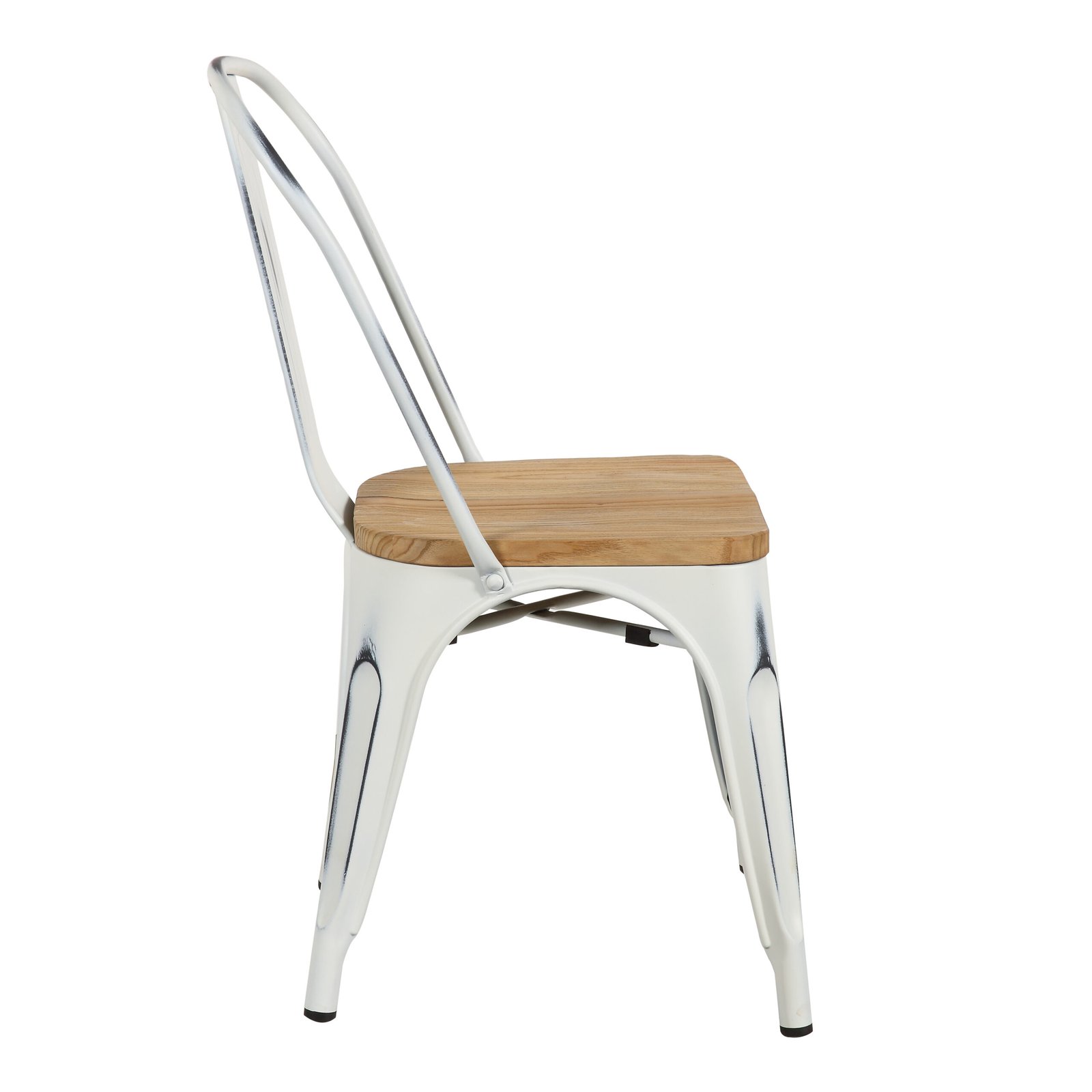 Danne Stacking Side Chair in Antique White with Natural Seat - Image 4