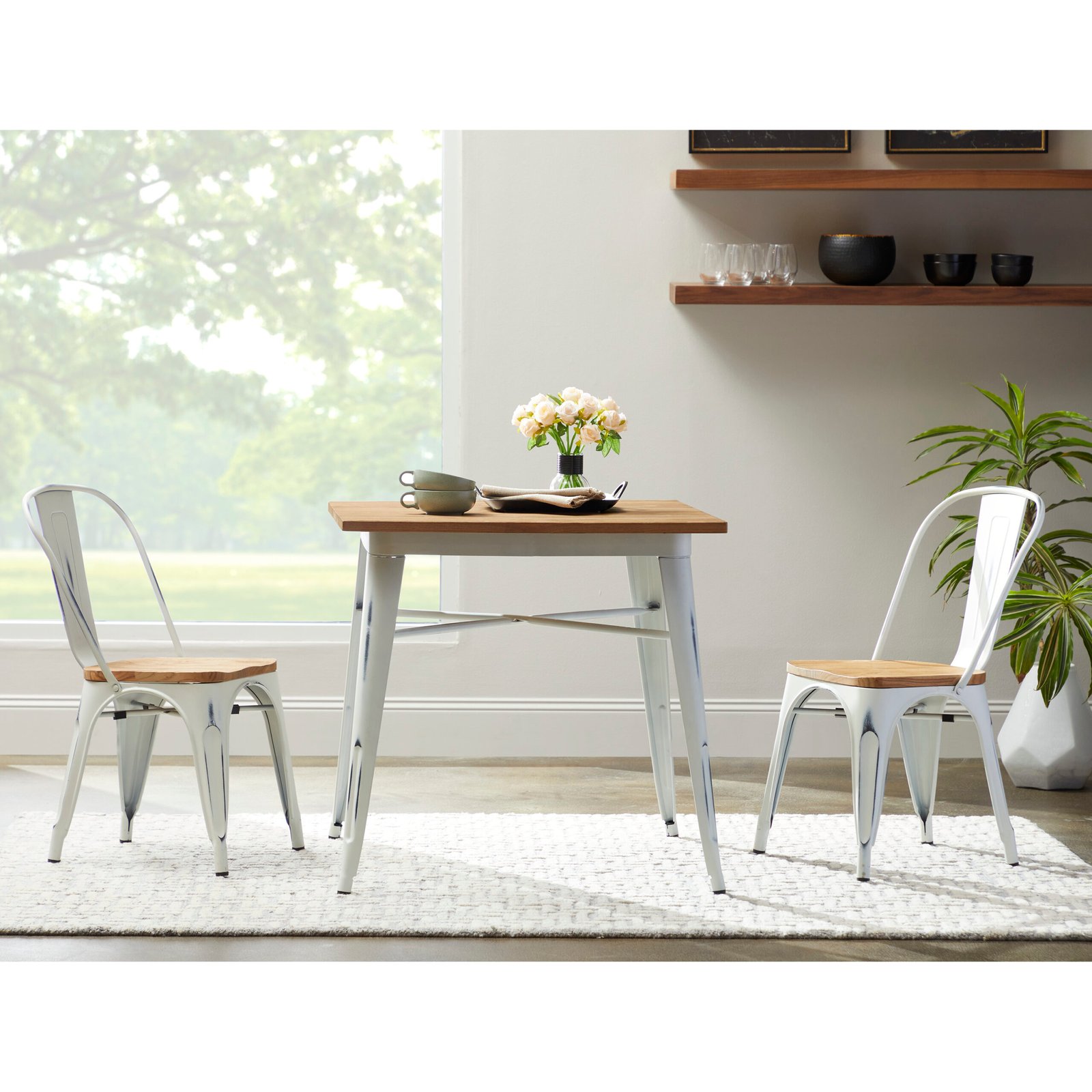 Danne Stacking Side Chair in Antique White with Natural Seat - Image 12