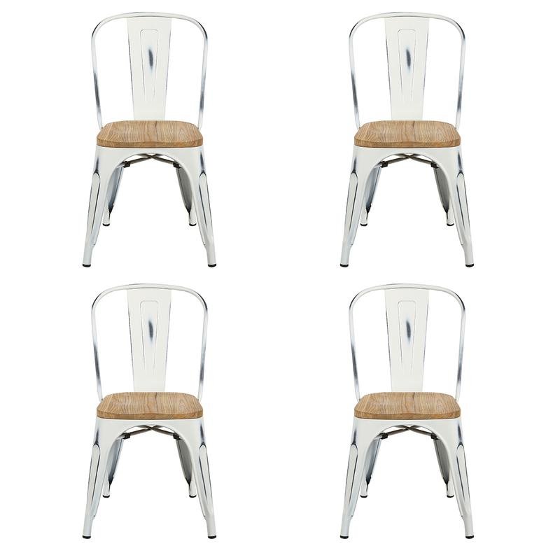Danne Stacking Side Chair in Antique White with Natural Seat - Image 10